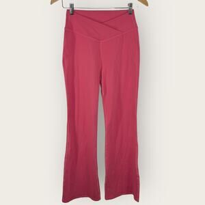 Halara High Waisted Flare Pants | Medium | Candy Pink Crossover Pull On Yoga